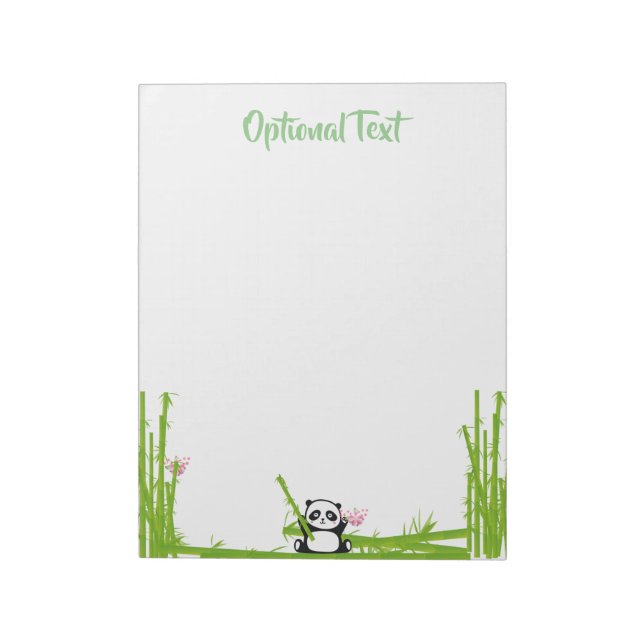 Happy Panda with Bamboo & Cherry Blossom Notepad (Rotated)