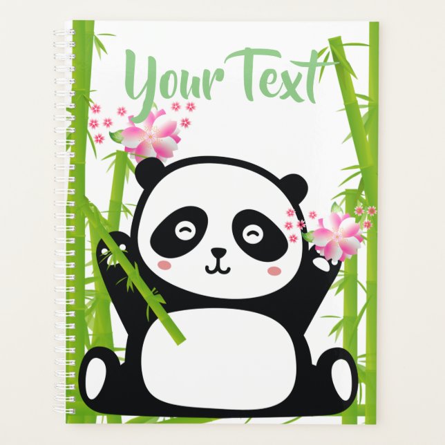Happy Panda with Bamboo & Cherry Blossom  Planner (Front)