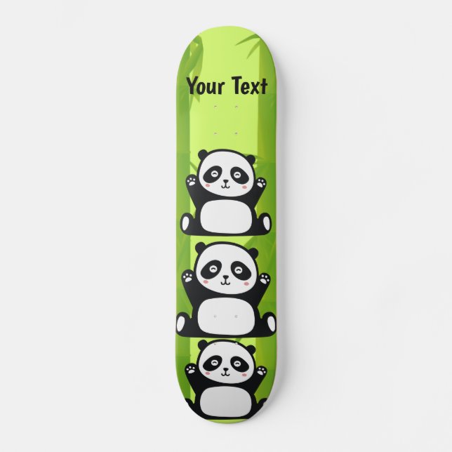 Happy Panda with Bamboo & Cherry Blossom Skateboard (Front)