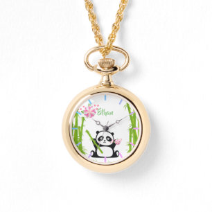 Happy Panda with Bamboo & Cherry Blossom Watch