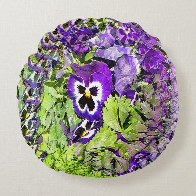 Happy Pansies.... Round Cushion (Front)