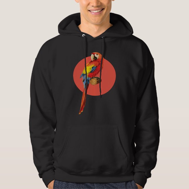 Happy Parrot Bird  Detailed Graphic Hoodie (Front)