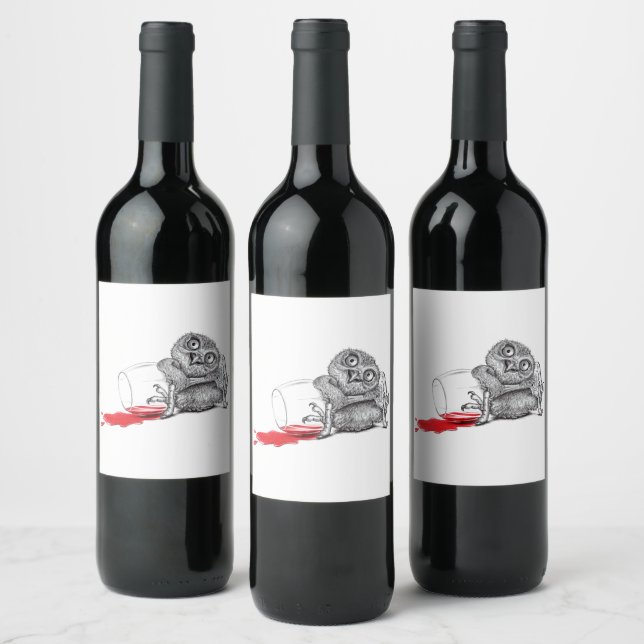 Happy Party Owl Wine Label (Bottles)