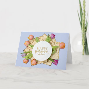 Happy Passover Card with Tulips & Matzo   Modern