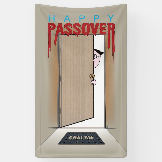 Happy Passover Exodus Cartoon Greeting Banner (Vertical)