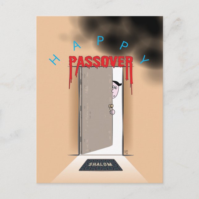 Happy Passover Exodus Cartoon Greeting Postcard (Front)