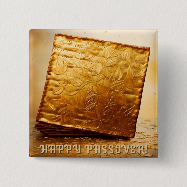 Happy Passover! Golden Matzah 15 Cm Square Badge (Front)