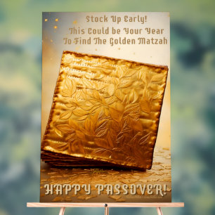 Happy Passover! Golden Matzah Acrylic Sign