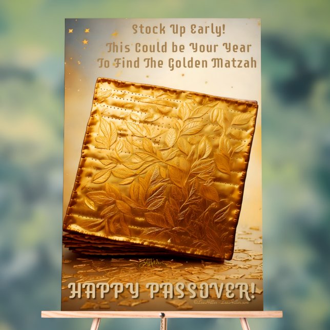 Happy Passover! Golden Matzah Acrylic Sign (Neutral)