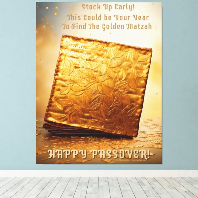 Happy Passover! Golden Matzah Canvas Print (Insitu(Wood Floor))