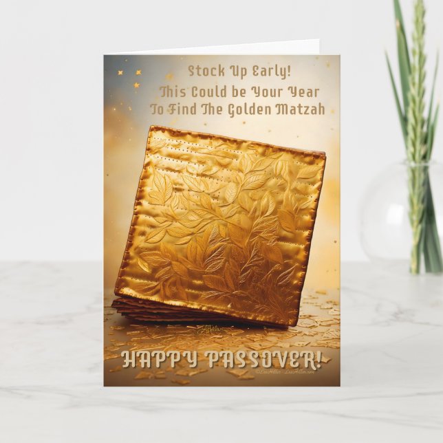 Happy Passover! Golden Matzah Card (Front)