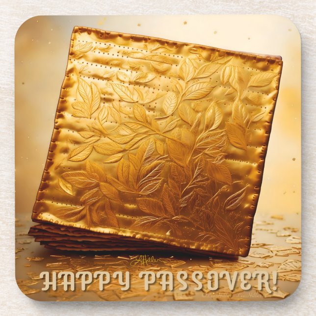 Happy Passover! Golden Matzah Coaster (Front)