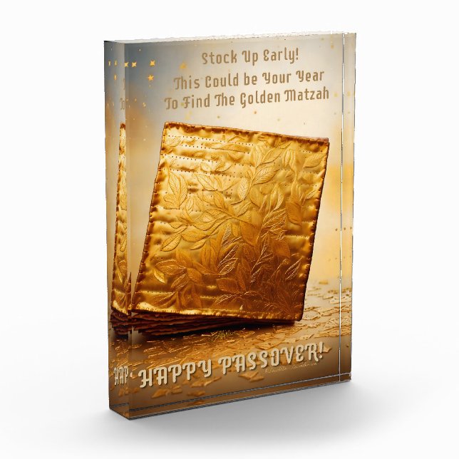 Happy Passover! Golden Matzah Photo Block (Left)