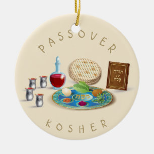 Happy Passover Holiday Kosher Pesach Seder Ceramic Tree Decoration