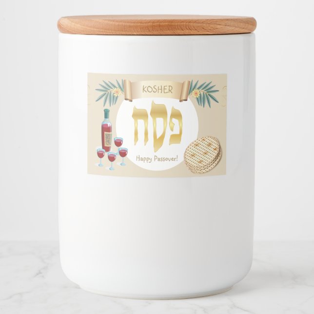 Happy Passover Holiday Kosher Pesach Seder Food Label (Front)