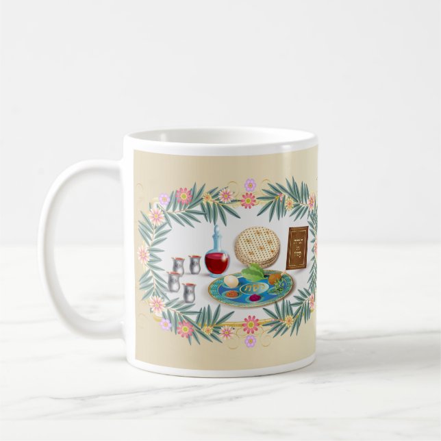 Happy Passover Holiday Pesach Seder Coffee Mug (Left)