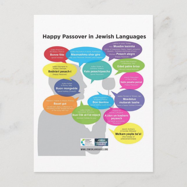 Happy Passover in Jewish languages Postcard (Front)