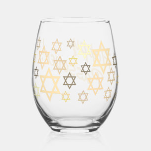 Happy Passover Modern Stylish Stemless Wine Glass