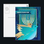 Happy Passover. Peace Doves and Menorah  Postcard<br><div class="desc">Happy Passover. Peace Doves and Menorah with gold foil embellishments Postcard. Matching cards and gifts available in the Jewish Holidays Category of our store.</div>