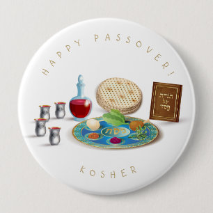 Happy Passover Plate Kosher Pesach 10 Cm Round Badge