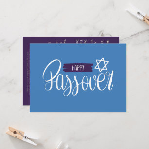 Happy Passover   Seder Pesach Solid Blue Invitation