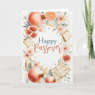 Happy Passover Seder Pink Beige Agate Marble Card