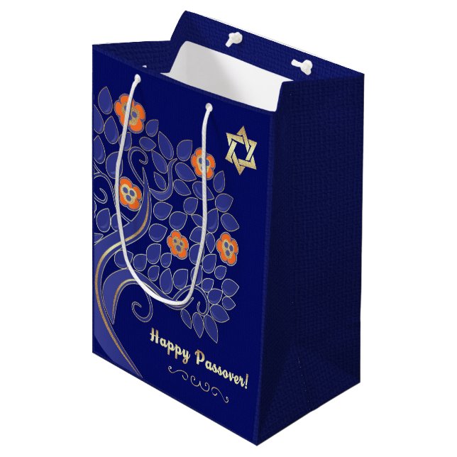 Happy Passover. Spring Flowering Tree Medium Gift Bag (Front Angled)