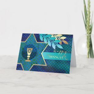 Happy Passover. Star of David and Kiddush Cup Card