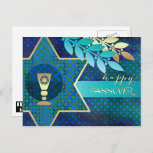 Happy Passover. Star of David and Kiddush Cup Postcard