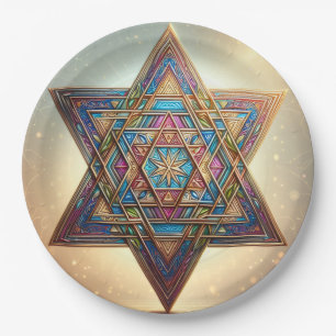 Happy Passover Star of David Paper Plate