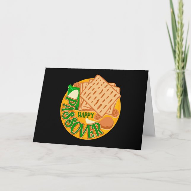 Happy Passover With Cute Matzo Jewish Holiday Card (Front)
