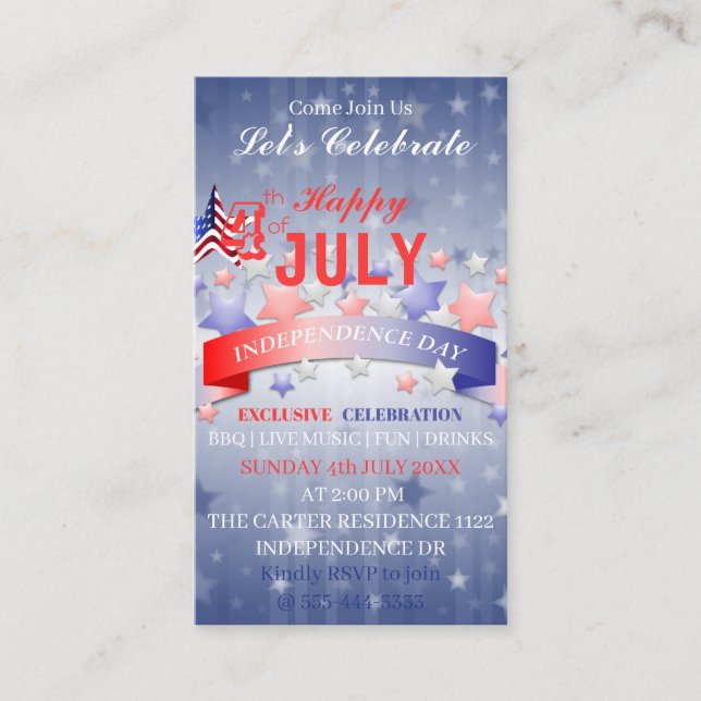 Happy Patriotic 4th Of July Independence Day  Enclosure Card (Front)