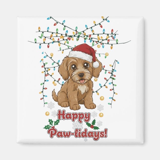 Happy Paw-lidays Christmas Cockapoo Magnet (Front)