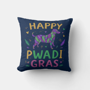 Happy pawdi Mardi gras Cushion