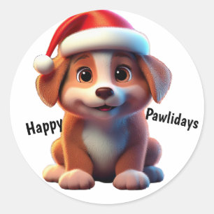 Happy Pawliday Classic Round Sticker