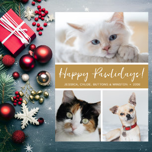 Happy Pawlidays 3 Photo Holiday Card