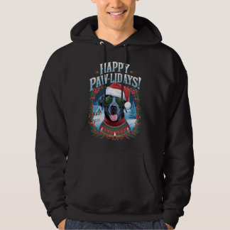 Happy Pawlidays Black Labrador Dog Christmas Fun Hoodie