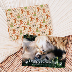 Happy Pawlidays Cat Dog Christmas Photo Holiday Card