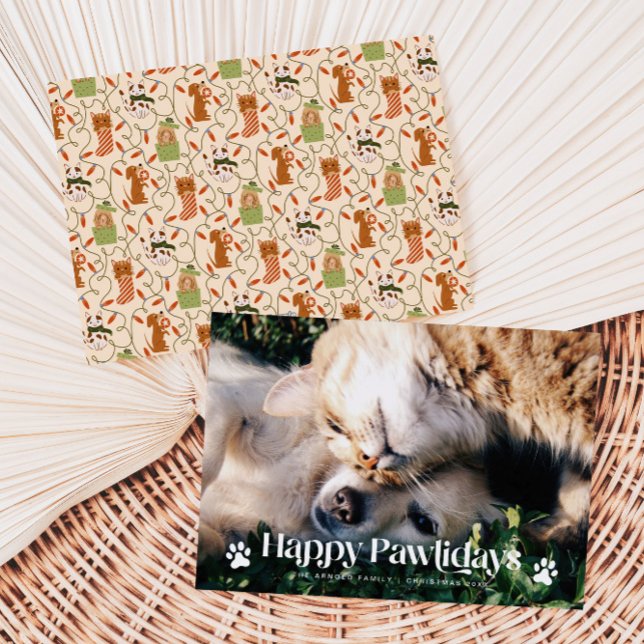 Happy Pawlidays Cat Dog Christmas Photo Holiday Card (Creator Uploaded)