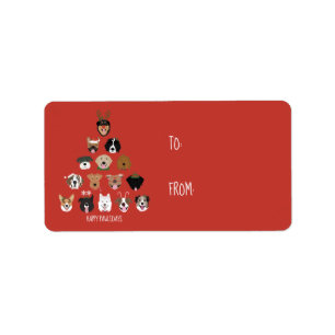 Happy Pawlidays Christmas Dog Face Tree Label