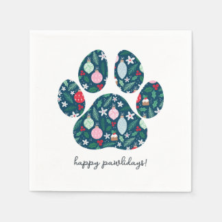 Happy Pawlidays Christmas Dog Lover Paper Napkin