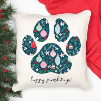 Happy Pawlidays Christmas Dog Lover Pillow 