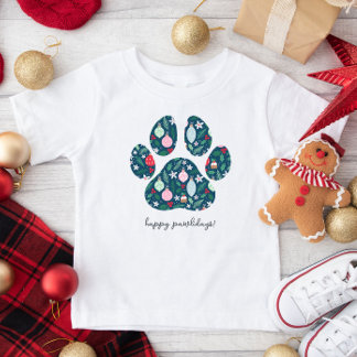 Happy Pawlidays Christmas Dog Paw Kids Tshirt