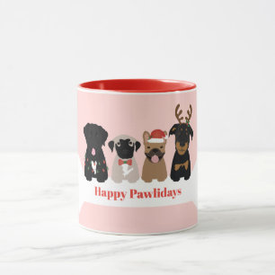 Happy Pawlidays Christmas Dogs Mug