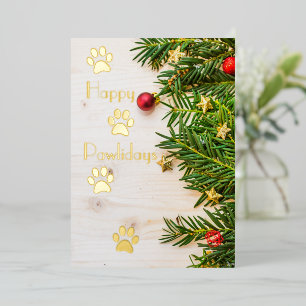 Happy Pawlidays Christmas Foil Flat Greeting Card