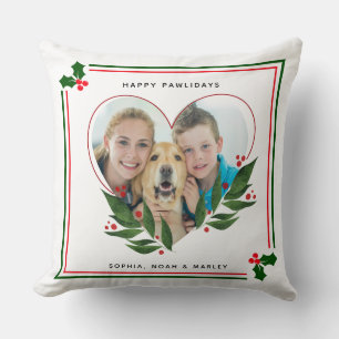 Happy Pawlidays Custom Photo Christmas Cushion