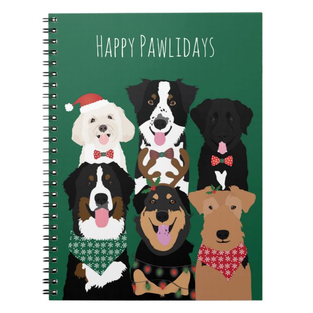 Happy Pawlidays Cute Christmas Notebook (Front)