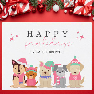 Happy Pawlidays Cute Dog Christmas Postcard