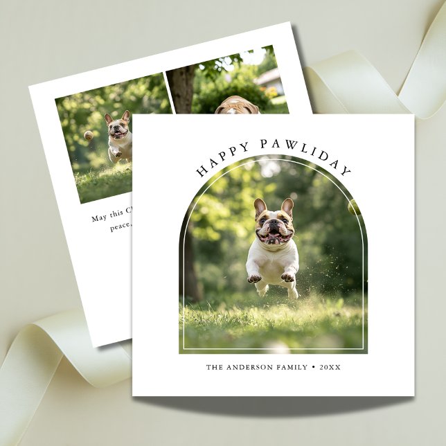 Happy Pawlidays Dog Arch Photo Christmas Pet Holiday Card (Creator Uploaded)