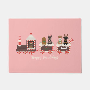 Happy Pawlidays Dog Christmas Holiday Train Doormat
